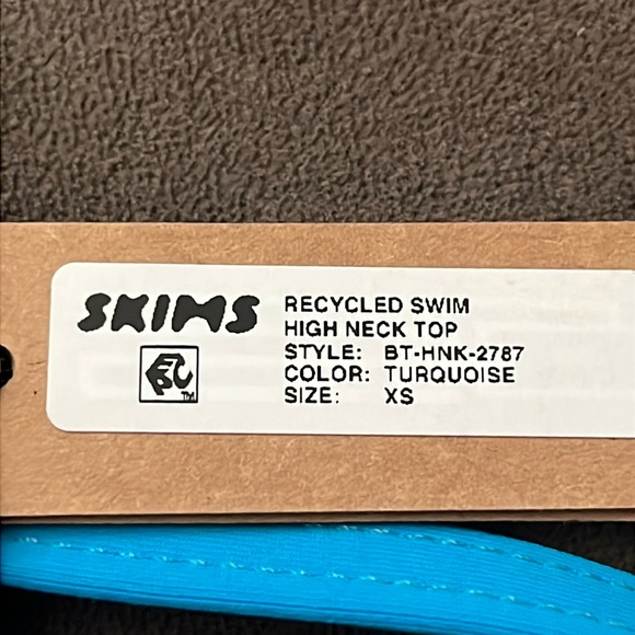Skims Recycled Swim High Top Neck Top/ Turquoise NWT - Picture 8 of 9